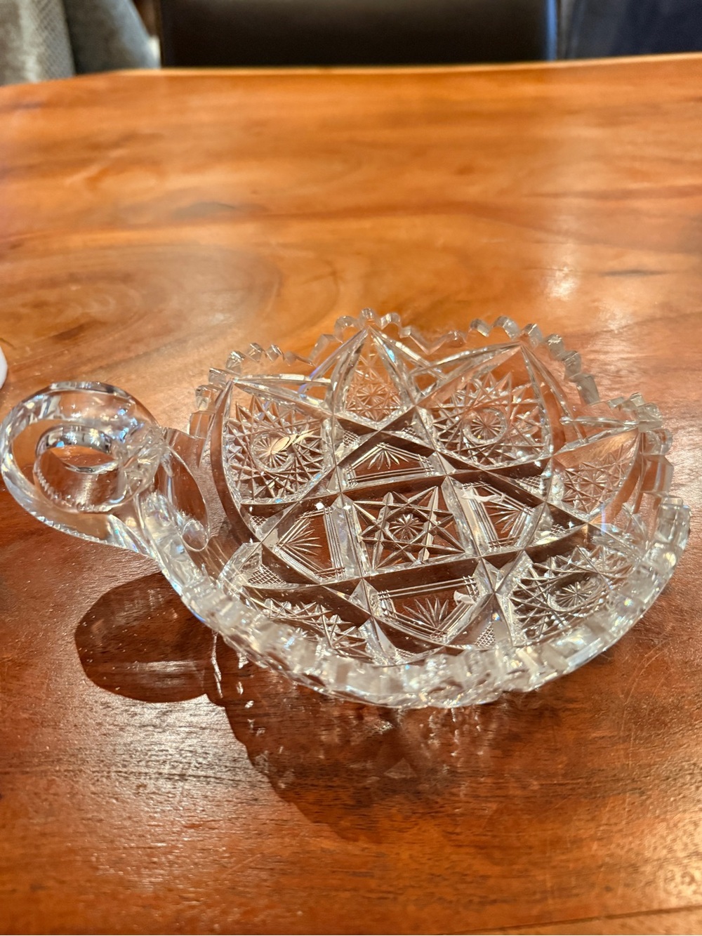 Vintage Cut Crystal Swan Star of David Bowl